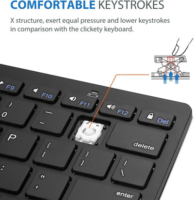 ProCase Universal Wireless US-English Keyboard (QUERTY-US Layout) for MacBook, Tablets, PC, Laptop,