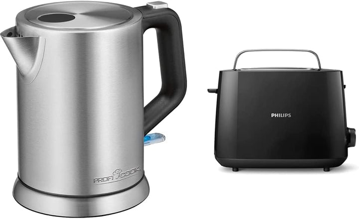 ProfiCook 501106 PC-WKS 1106 Edelstahl-Wasserkocher, 1 Liter, maximal 1850-2200 Watt, Wasserstandsan