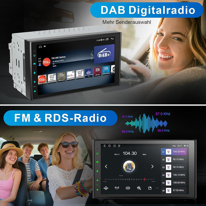 DAB Autoradio mit Bildschirm Android Doppel Din Radio Wireless Carplay Android Auto, 8-Core 2G+32G 7