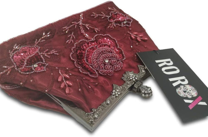 Ro Rox Marie Vintage 1920er Flapper Gatsby Peaky Blinders Party Abendhandtasche Burgund, Burgund