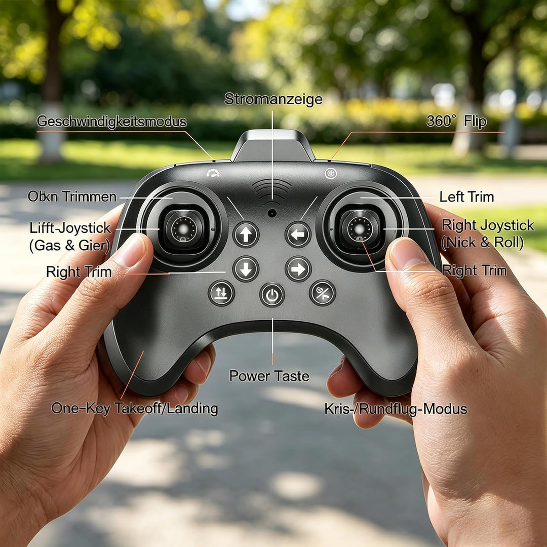 Mini Drohne für Kinder, 2 in 1 RC Quadrocopter mit Landmodus and Flugmodus, One Key Start Höhenhaltu
