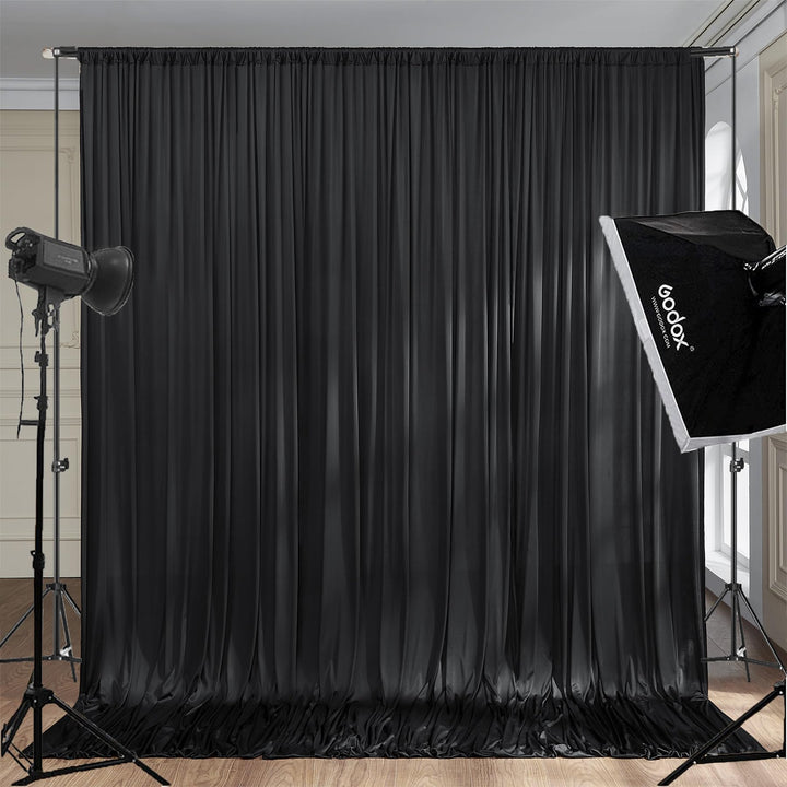 2 Stücke 1,5×2,15cm Schwarz Hintergrund Vorhänge für Hochzeit Party 100% Polyester Falten freie Weis