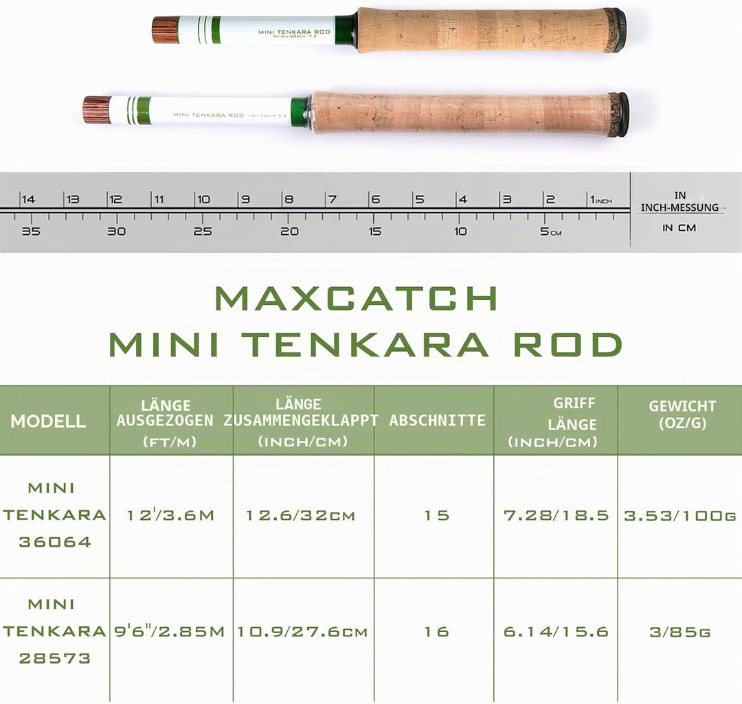 MAXIMUMCATCH Mini Tenkara Ruten 285/360CM Teleskopierbare Carbon Tenkara Rute 6:4/7:3Aktion 12FT