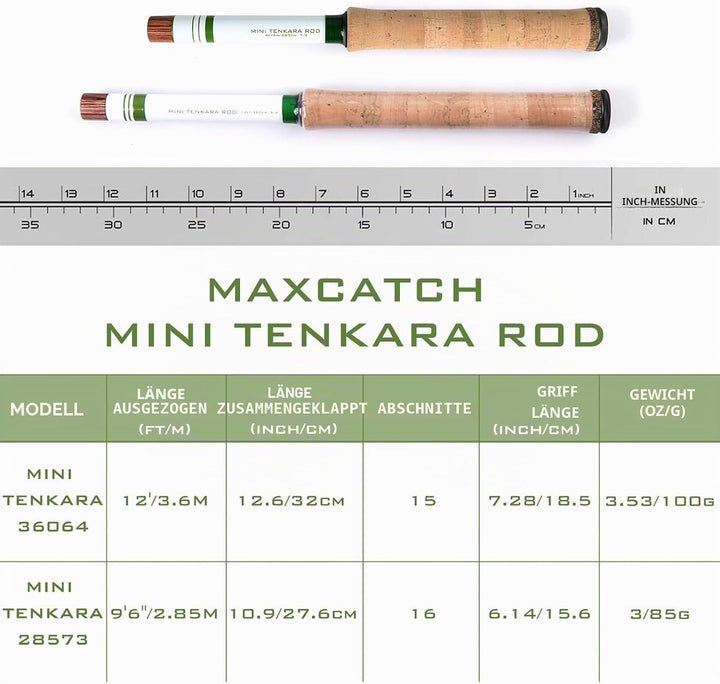 MAXIMUMCATCH Mini Tenkara Ruten 285/360CM Teleskopierbare Carbon Tenkara Rute 6:4/7:3Aktion 12FT