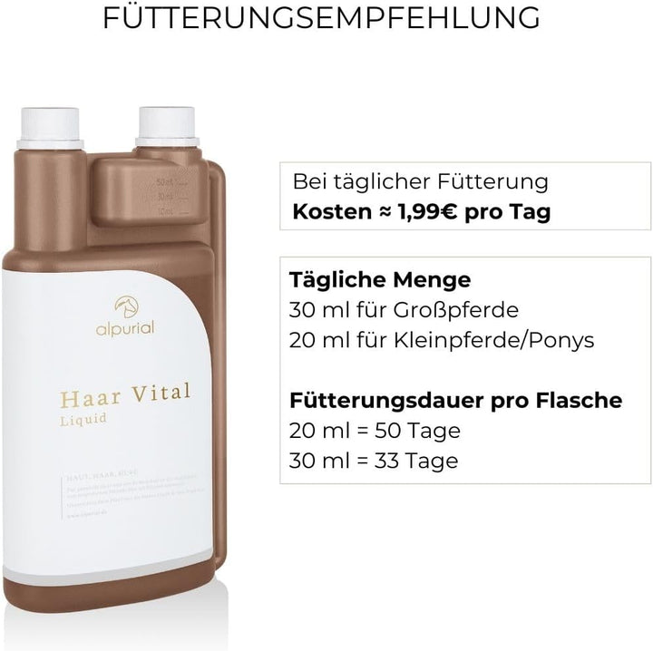 Alpurial Haarvital – unterstützt den Fellstoffwechsel – für glänzendes Pferde Fell – auch im Fellwec