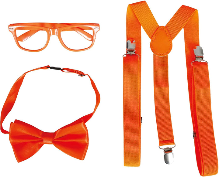 FIESTAS GUIRCA Orangefarbenes Set - Mütze, Schleife, Brille, Hosenträger
