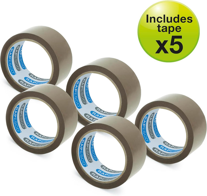 Rapesco 1581 Germ-Savvy Antibakteriell 960 Klebeband-Handabroller mit 5 Braune Packbänder Spender +