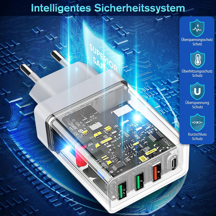 2 Stück 35W Ladegerät [4-Port Upgrade], Acezeek Schnellladegerät USB Stecker mit Wandladegerät mit 2