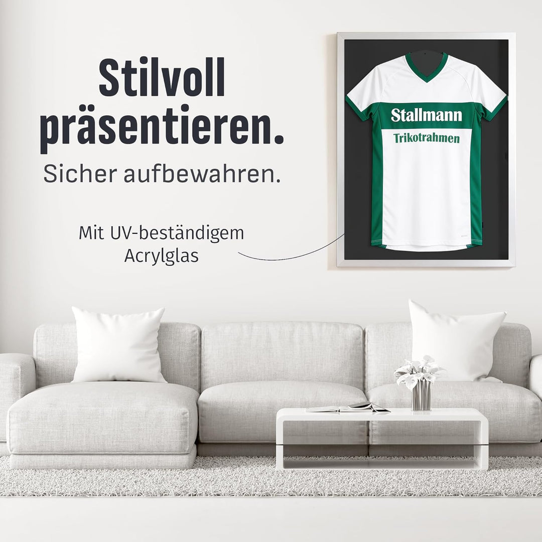 Stallmann Design Trikotrahmen 'Easy Click & Fill' mit Tür | Rahmen-Farbe: Aluminum-Optik | Hintergru
