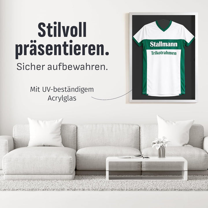 Stallmann Design Trikotrahmen 'Easy Click & Fill' mit Tür | Rahmen-Farbe: Aluminum-Optik | Hintergru