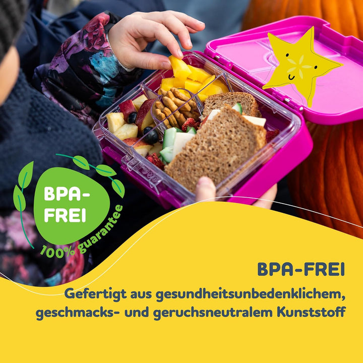 SCHMATZFATZ Junior Brotdose Kinder mit Fächern| BPA Frei Lunchbox Kinder| Bento Box Kinder | Brotbox