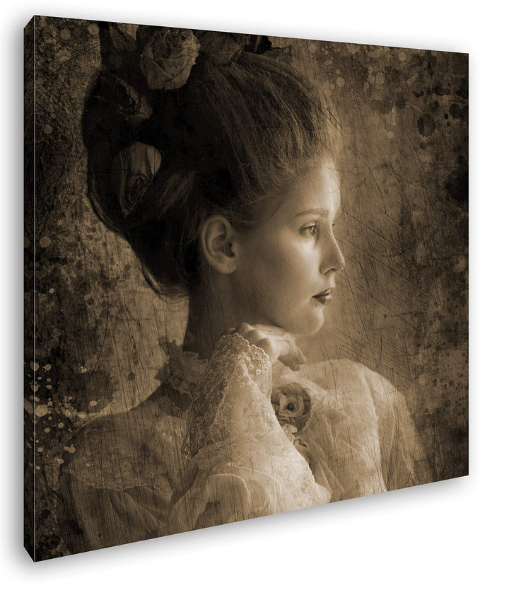 deyoli Die vornehme Dame Format: 60x60 Effekt: Sepia als Leinwandbild, Motiv fertig gerahmt auf Echt