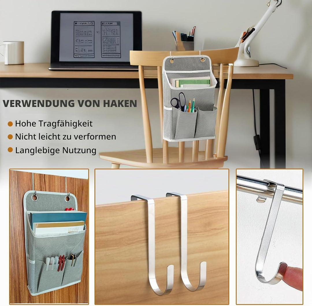 2 Stück Hängeorganizer Grau, Wandorganizer mit Taschen, Türregal Stoff Hängeaufbewahrung für Bad, Sc