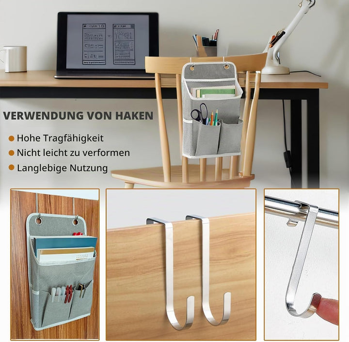 2 Stück Hängeorganizer Grau, Wandorganizer mit Taschen, Türregal Stoff Hängeaufbewahrung für Bad, Sc