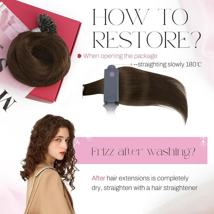 Moresoo U Tip Bonding Extensions Echthaar Dunkelbraun 55 cm Remy Echthaar Extensions Bondings Dunkel