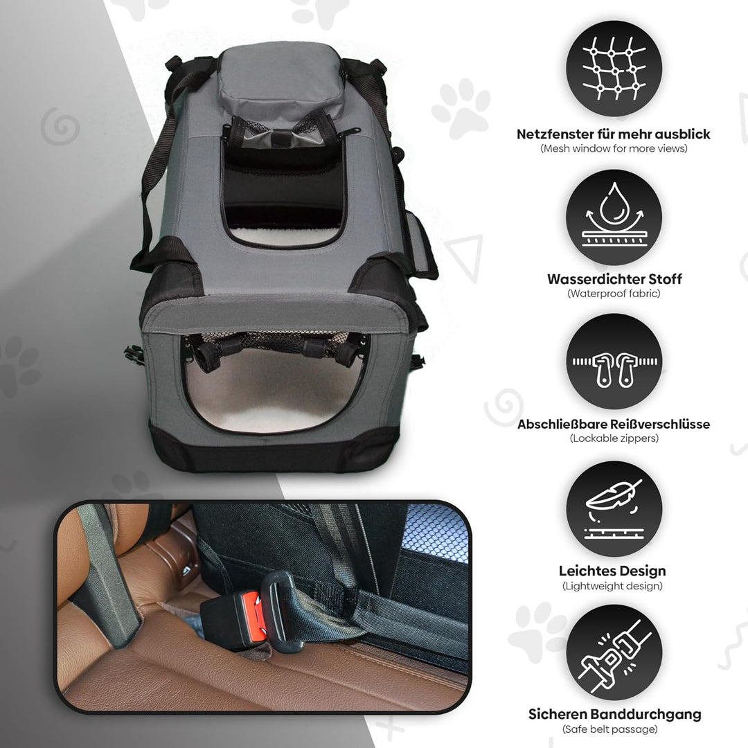 DEFACTO Hundebox faltbar für Auto &amp; Reisen | Hundetransportbox &amp; Hundetasche für Hunde, Katzen &amp; Hau