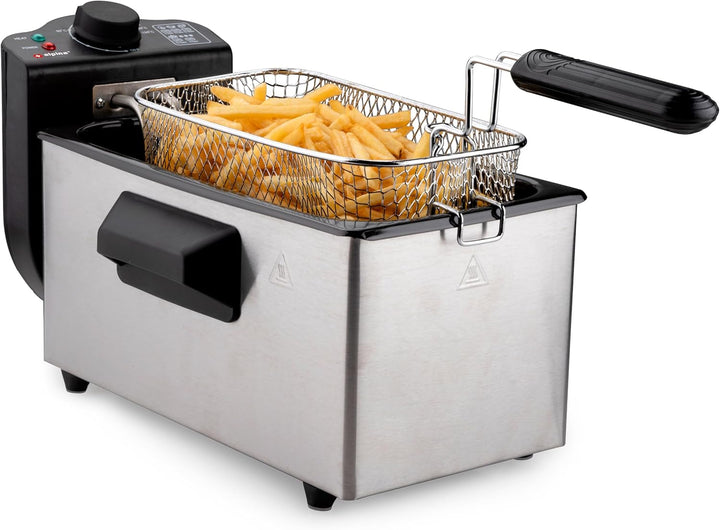 alpina Fritteuse - 3 Körbe - 5 Liter - 2000 Watt - Thermostat bis 190 °C - Anti-Heizung - Edelstahl