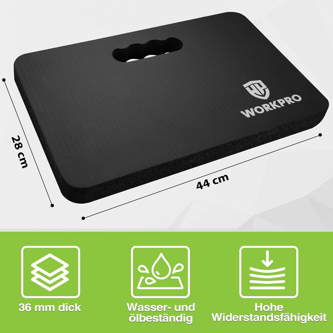 WORKPRO Kniekissen, 2 Stück Wasserdichte Kniekissen Garten, 36mm Extra Dick, 28 cm x 44 cm mit Einge