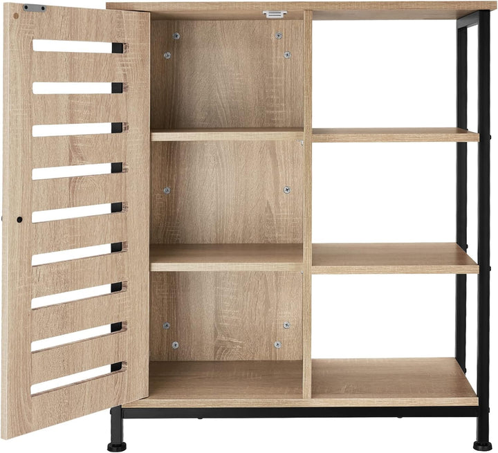 tectake Sideboard mit 3 Fächern und Schrankfach, 71 x 32 x 82 cm, Industrie-Design, Holz Kommode für