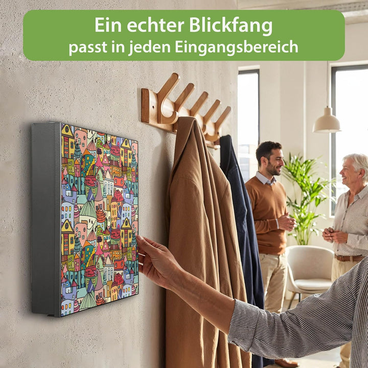 banjado Grosser Schlüsselkasten Metall - Schlüsselbox 30x30cm mit 32 Haken - Schlüsselkasten modern