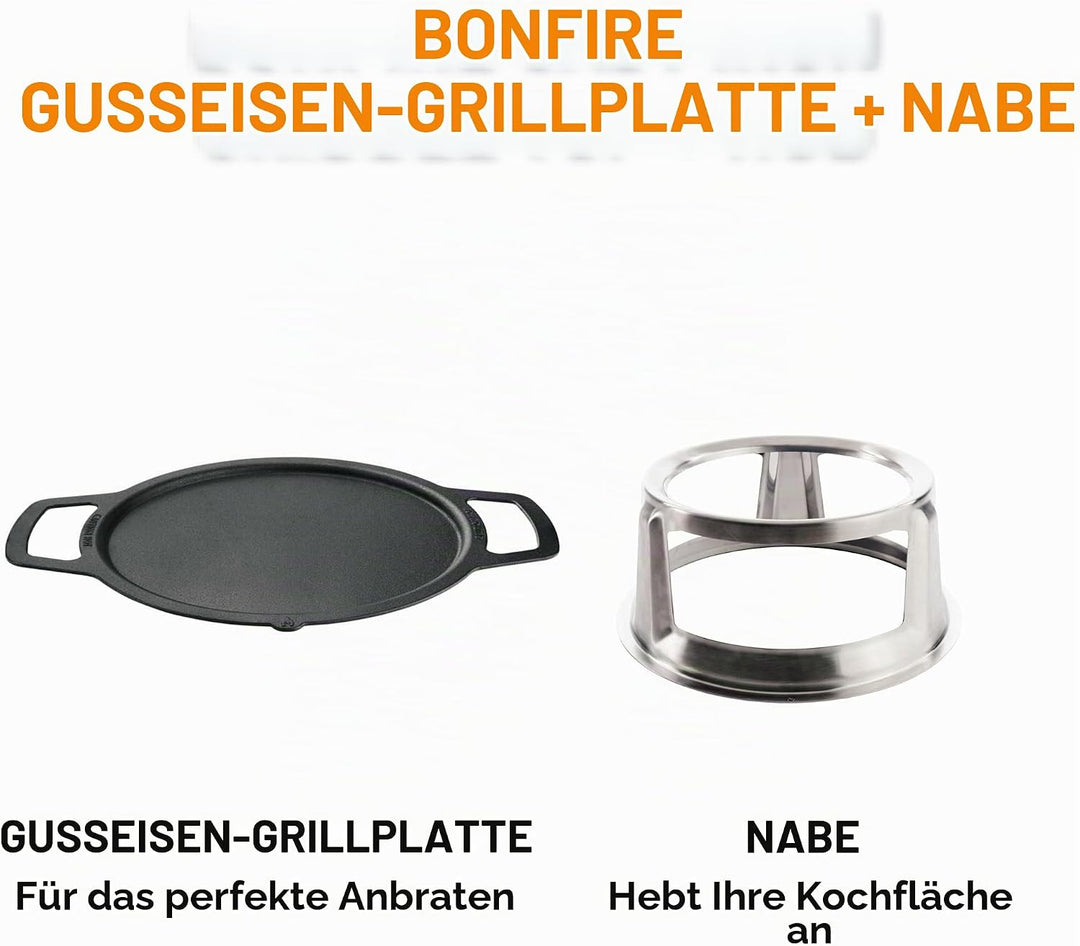 Solo Stove Gusseisen-Plancha mit Aufsatz für Bonfire Feuerschale | Grillplatte mit Edelstahl-Aufsatz