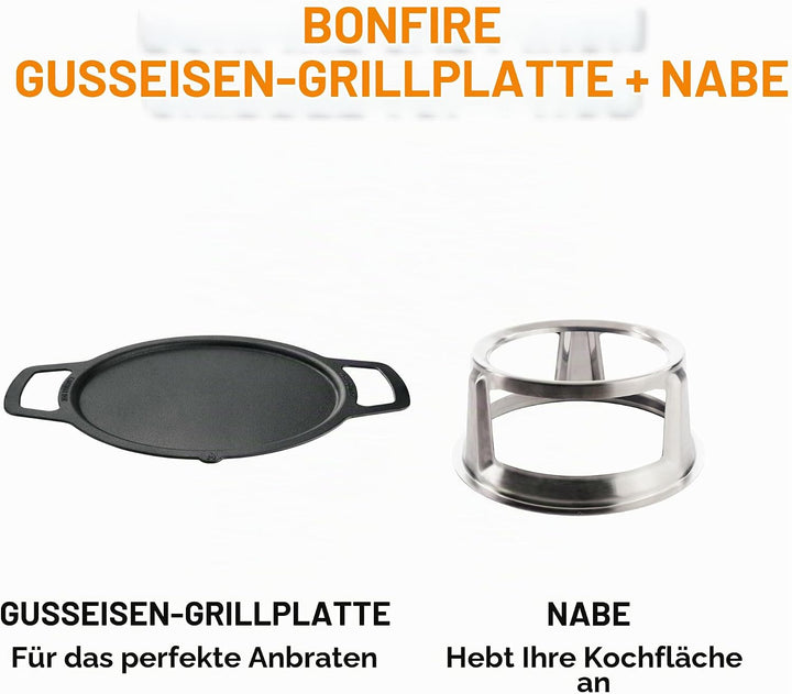 Solo Stove Gusseisen-Plancha mit Aufsatz für Bonfire Feuerschale | Grillplatte mit Edelstahl-Aufsatz