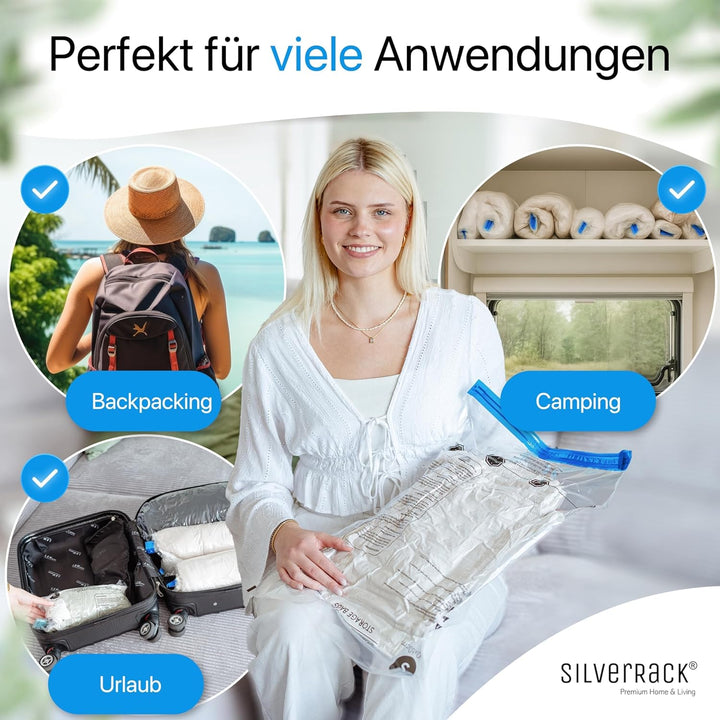 SilverRack Vakuumbeutel Reise zum Rollen [12 Stück] in 3 Grössen (4x 35x50 cm / 4x 40x60 cm / 4x 50x