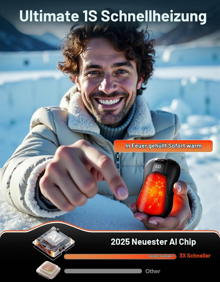 2er-Pack Hand Warmers, Wiederaufladbar mit 10000mAh Elektrische Handwärmer mit Doppelseitiger Heizun