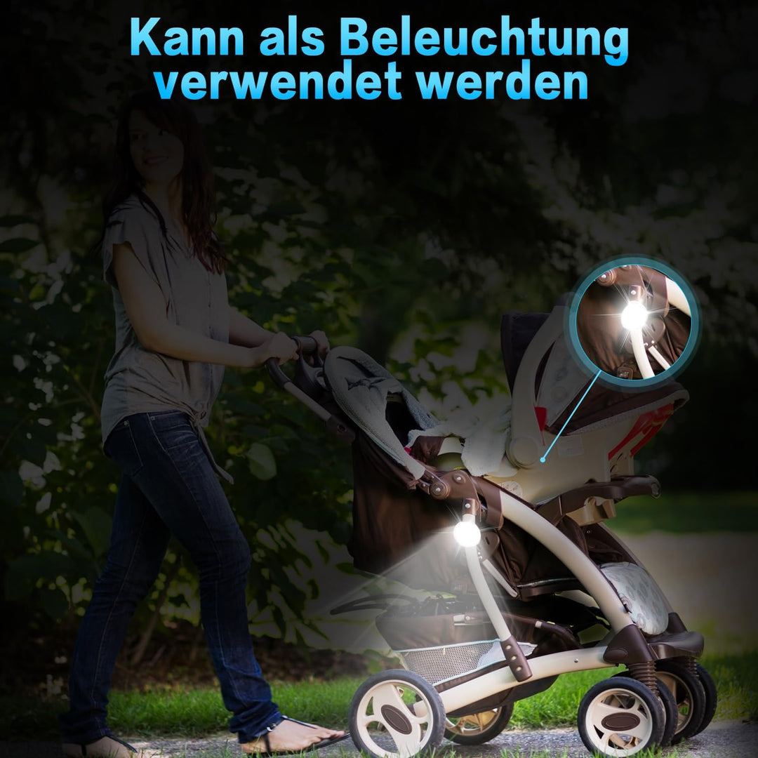 Mucek 2 Stück Kinderwagen Licht, Kinderwagen Beleuchtung, Kinderwagenlichter LED mit weissem rotem L
