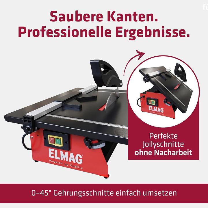 ELMAG Fliesenschneidmaschine KING 180 | Diamantscheibe Ø180 mm | 0–45° Gehrung | Nassschnitt | 0,6 k