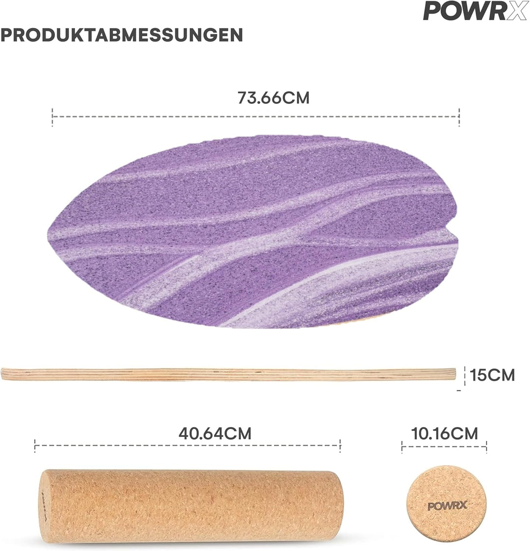 POWRX Surf Balance Board Holz/Balance Skateboard inkl. Rolle | Koordinationstraining für Surfbrett,