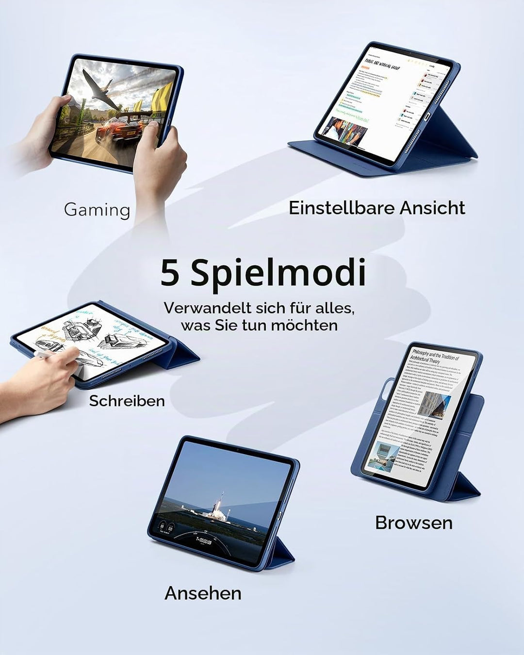ESR für iPad Pro 11 Zoll Hülle (2024) mit Stifthalter, Abnehmbarer Magnetabdeckung, vertikalem Ständ