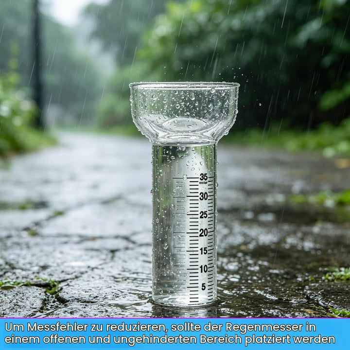2 Stück Regenmesser Glas 35mm Frostsicher, Regenmesser Ersatzglas mit Halterung und Klarer Skala, Ni