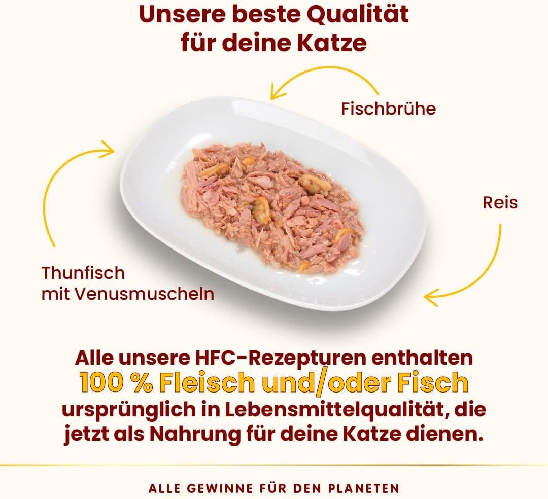 Almo Nature HFC Natural Katzenfutter nass - Thunfisch mit Venusmuscheln 24er Pack (24 x 70g) Thunfis