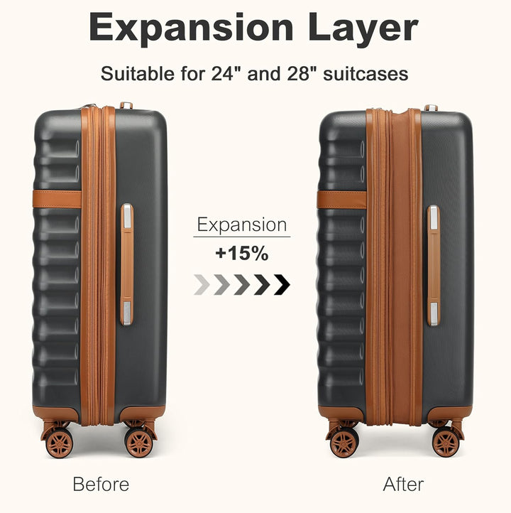 KONO Koffer Trolley Mittelgross Koffer Reisekoffer von ABS+PC Hartschalenkoffer mit 4 Rollen TSA Sch