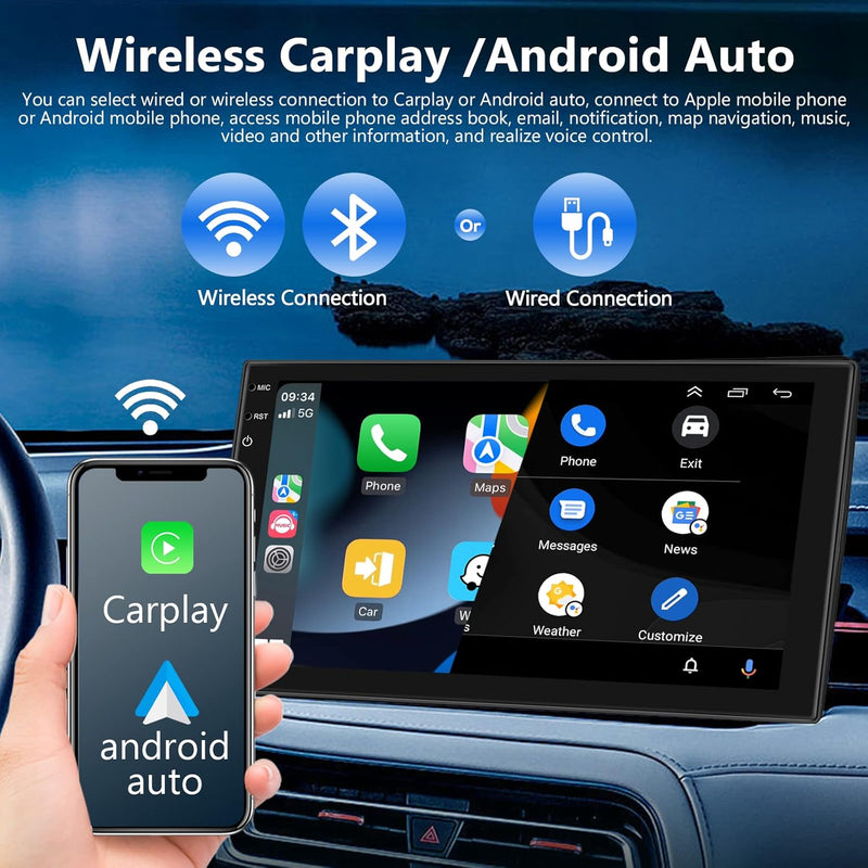 Android 11 Autoradio 2GB+32GB Wireless Carplay Android Auto Doppel Din Radio mit Navi 7 Zoll Touchsc