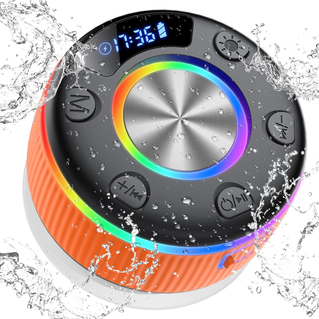 Bluetooth Lautsprecher Dusche, Musikbox bluetooth mit RGB Lichtshow, IP7 WasserdichterBluetooth Dusc