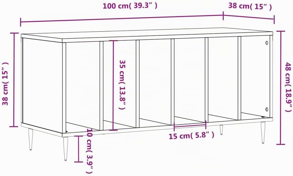 vidaXL Plattenschrank, Schallplattenschrank mit viel Stauraum, Plattenspieler Schrank für Wohnzimmer