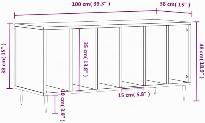 vidaXL Plattenschrank, Schallplattenschrank mit viel Stauraum, Plattenspieler Schrank für Wohnzimmer