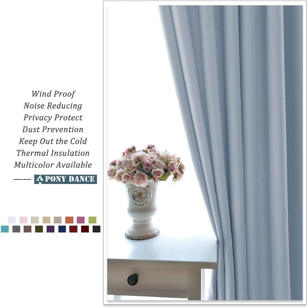 PONY DANCE Curtains for Living Room Blickdichte Gardienen 2-Set H 240 x B 140 cm Wohnzimmer Gardinen