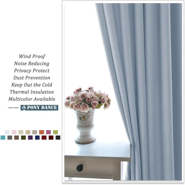 PONY DANCE Curtains for Living Room Blickdichte Gardienen 2-Set H 240 x B 140 cm Wohnzimmer Gardinen