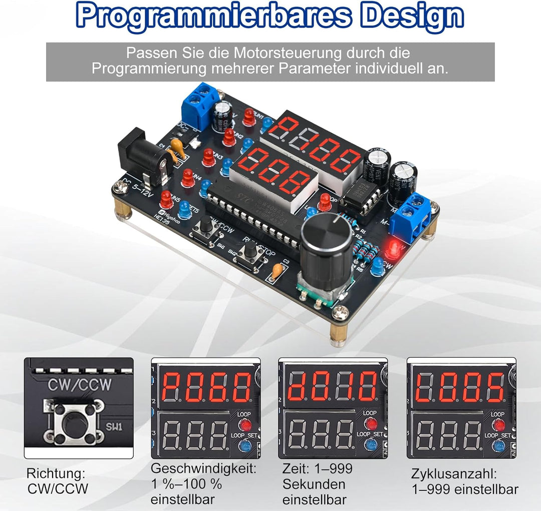 Programmierbares DC-Motor-Geschwindigkeitsmodul Lötkit, DIY Motorsteuerungsmodul mit Vorwärts-/Rückw