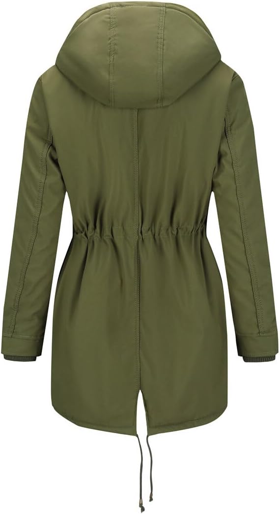YYNUDA Wintermantel Damen Warm Gefüttert Winter Parka Mittellang Winterjacke Winterparka mit Fellkap
