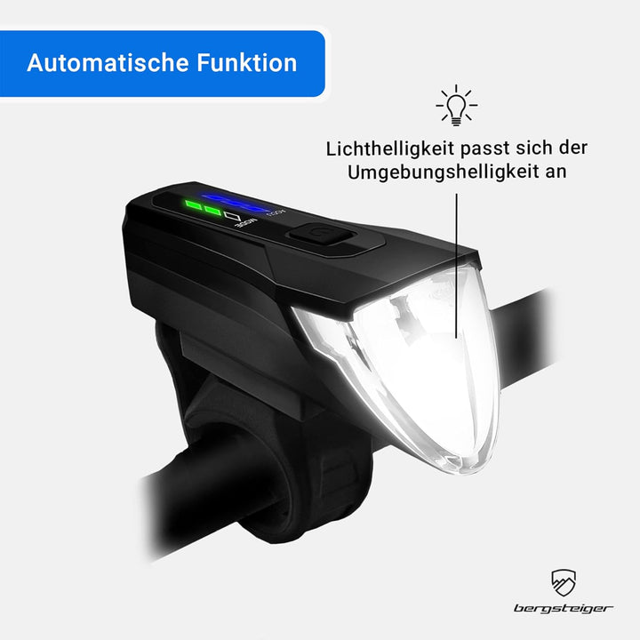 Bergsteiger Fahrradlicht, Licht LED Set, Lampenset, Fahrradbeleuchtung, Original Fahrrad-Zubehör USB