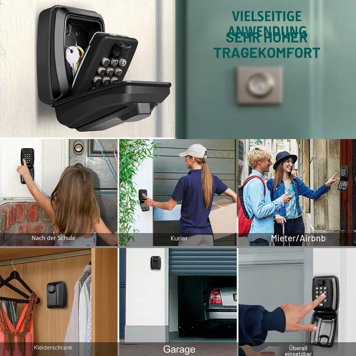 KTUEOV Schlüsseltresor mit Zahlencode, Gross Schlüsselsafe mit 12 Stellig Wandmontage Schlüsselkaste