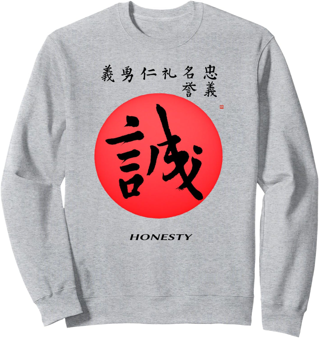 7 Tugenden der Samurai Wahrheit Kanji Bushido Ehrenkodex Sweatshirt