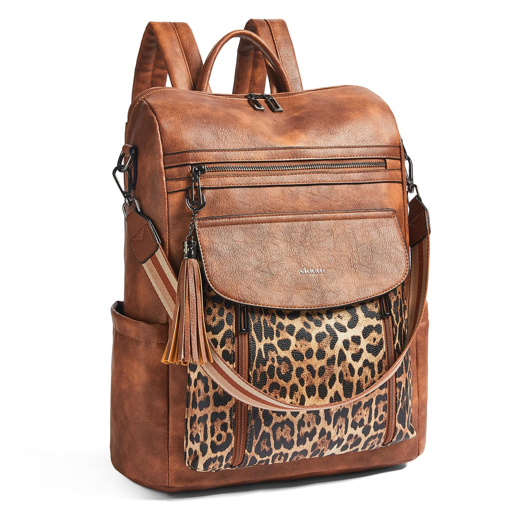 Shrrie Laptop-Rucksack für Damen, 15,6 Zoll Reise-Rucksack aus Leder, Handgepäck-Rucksack Computerta