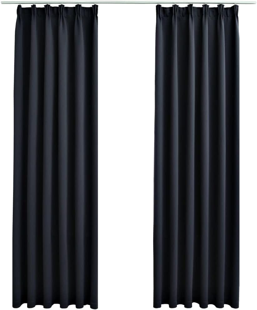 WIFESE 2 Stück Verdunkelungsvorhänge mit Haken 140x225 cm Anthrazit Vorhang Blickdicht Gardine Curta