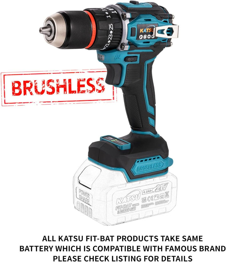 KATSU FIT-BAT 21V 3-in-1 Bürstenloser Akku-Schlagbohrschrauber, 13 mm Bohrfutter, LED-Licht, Metallh