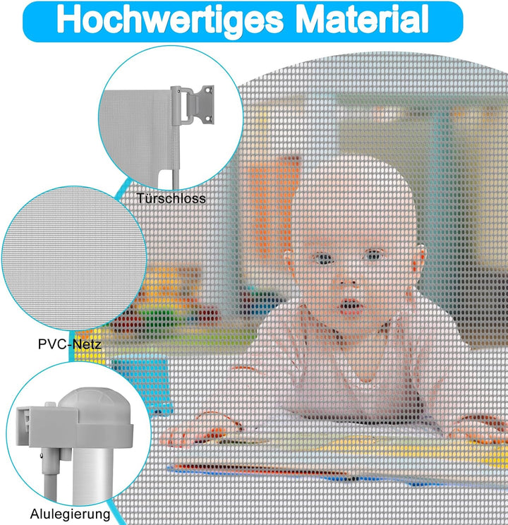 LZQ Türschutzgitter Treppenschutzgitter Roll für Babys und Haustiere, 0-150cm, 87 cm Hoch Baby Abspe
